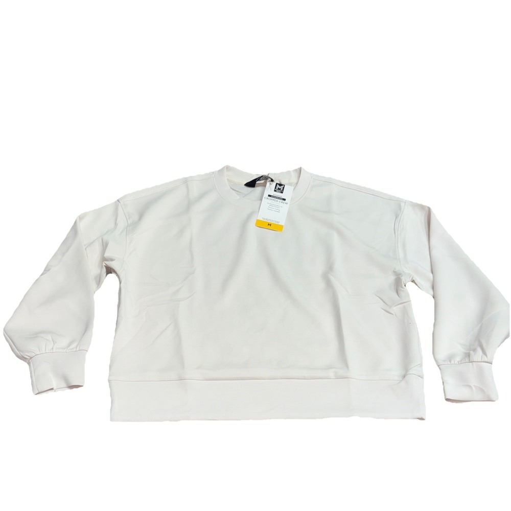 NWT‎ Women's Cream MEMBERS MARK Sandwash Cropped Crew Top Medium